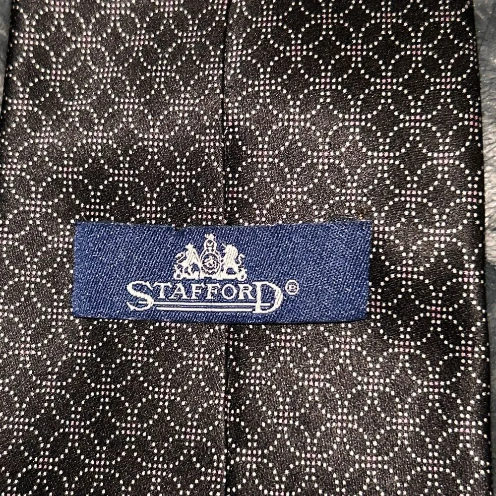 Stafford Black Geometric Pattern Silk Tie